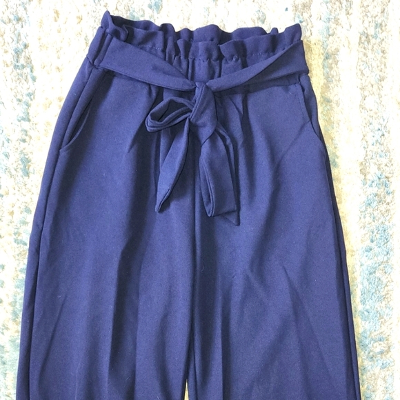 Shosho Blue Wide Leg Capri Pants Small EUC - Picture 1 of 3
